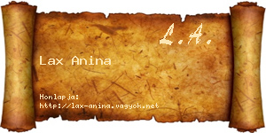 Lax Anina névjegykártya